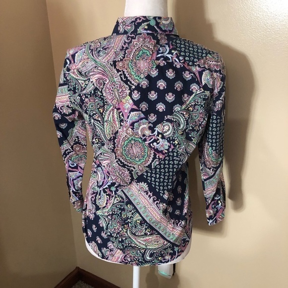 Lauren Ralph Lauren Paisley Print Non Iron Button Up Shirt Sz S - Picture 3 of 6